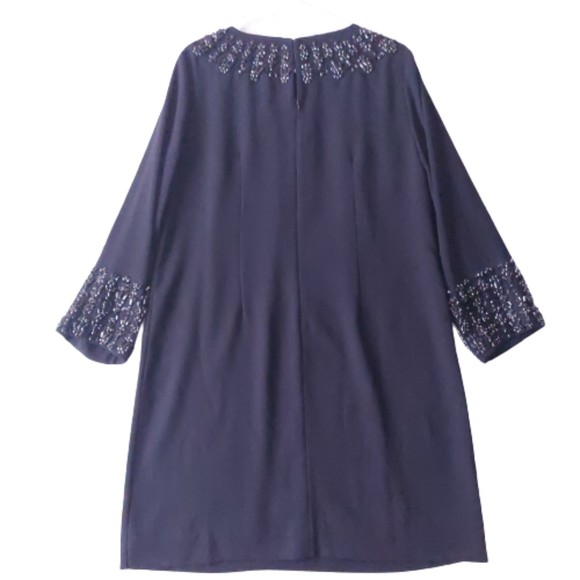 J. Crew Black Beaded Long sleeve Shift Dress Women's Sz 8 NWT - Picture 2 of 15